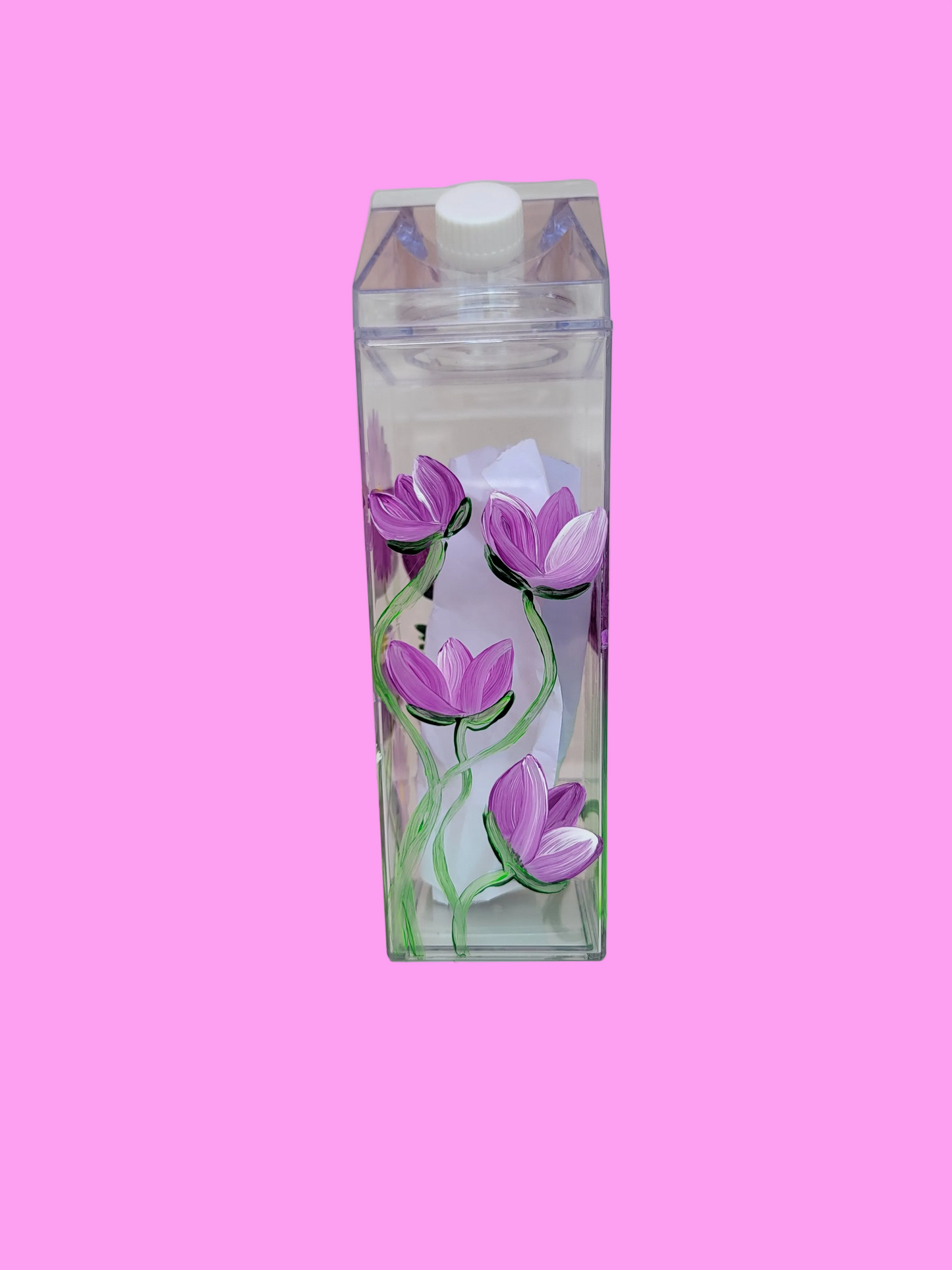 Purple flowers milk bottle