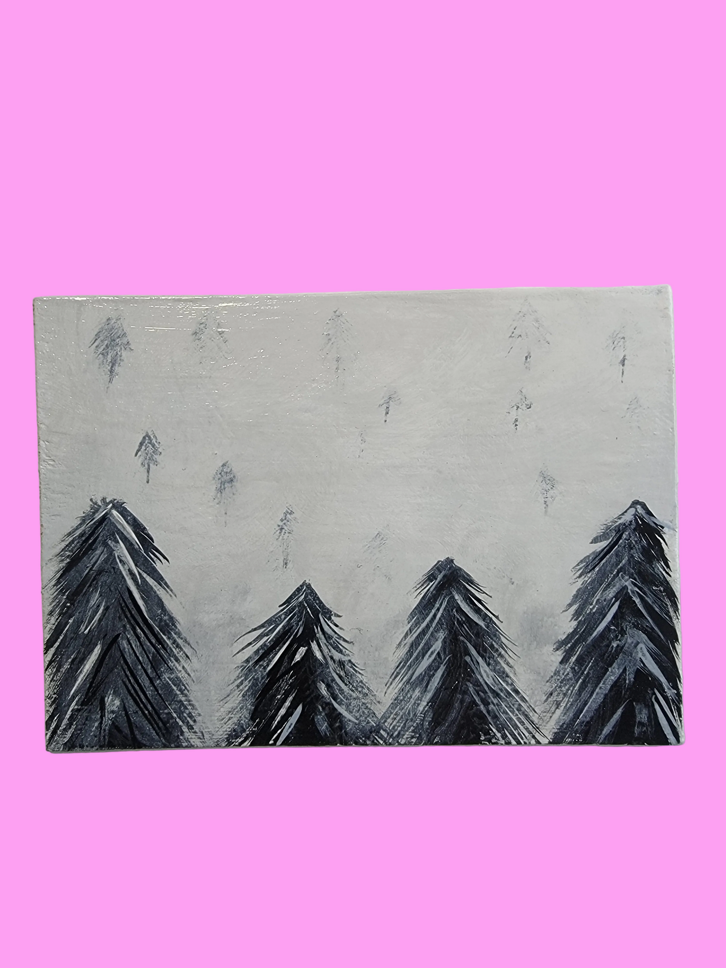 A snowy foggy forest