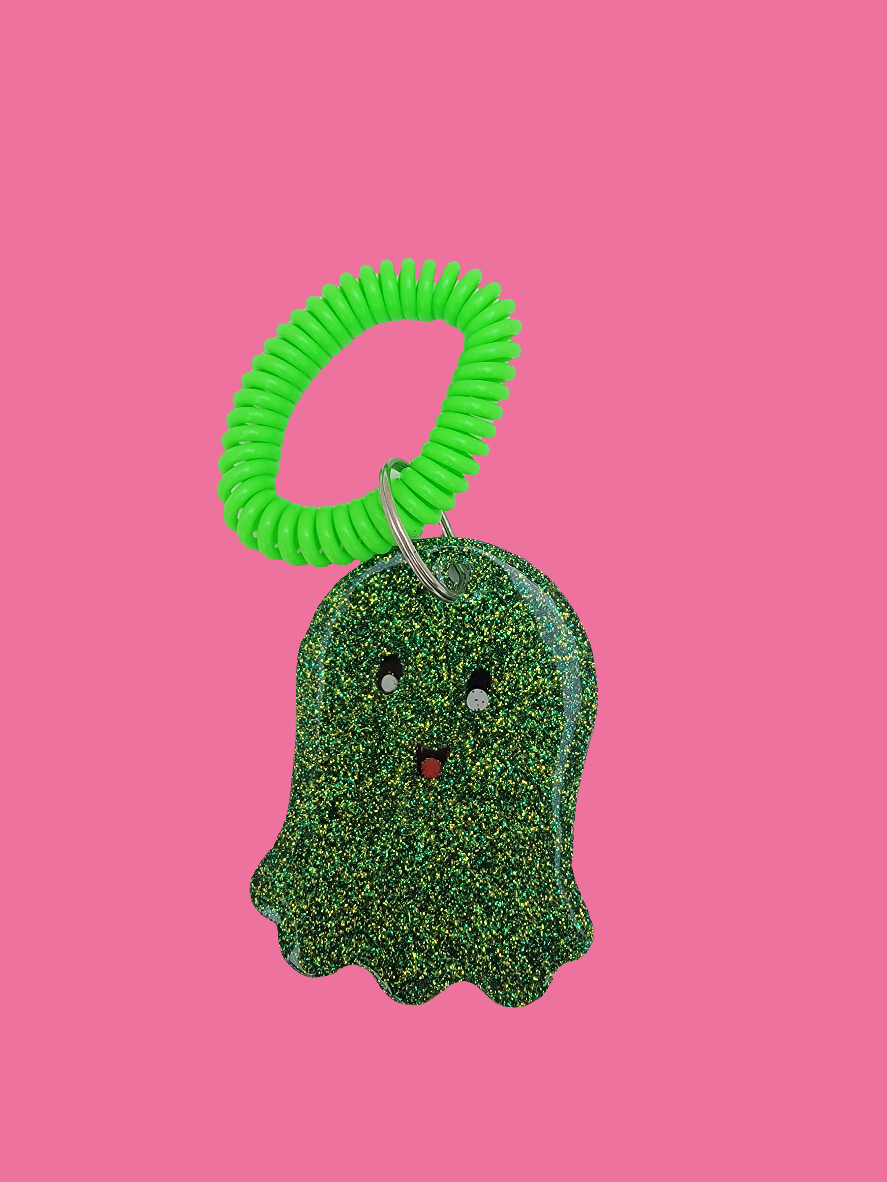 Cute glitter green ghost key chain