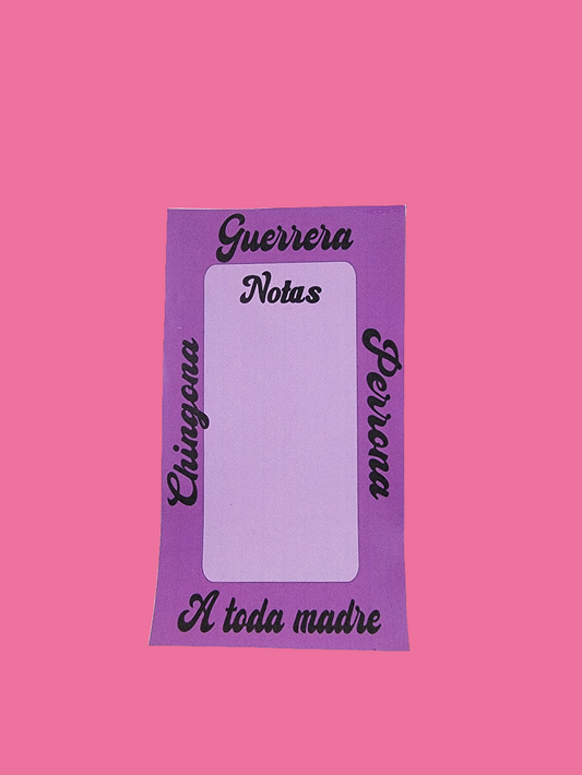 Purple note pad in spanish words