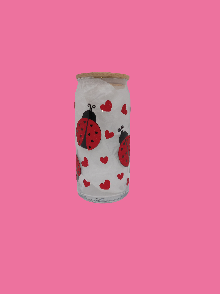 25oz glass lady luv bug tumbler