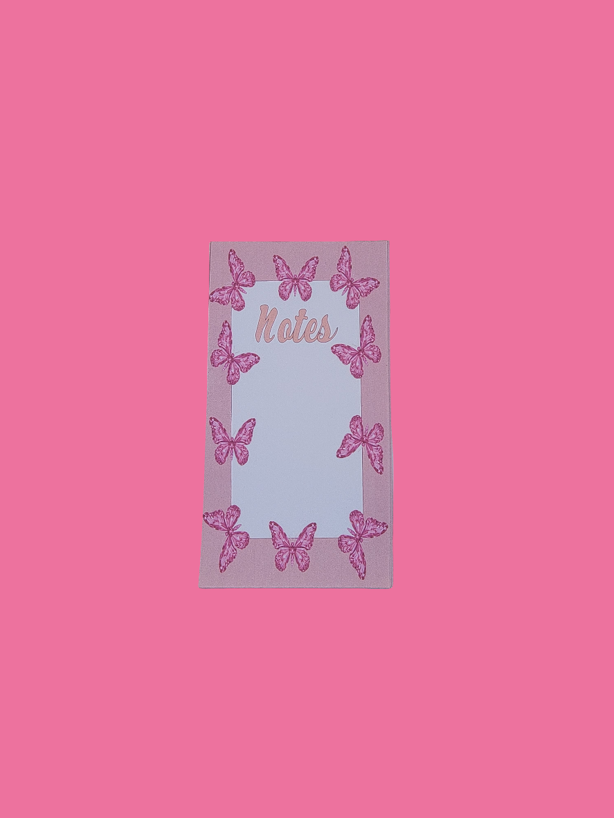 Pink butterfly note pad