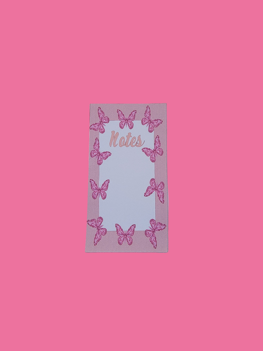 Pink butterfly note pad