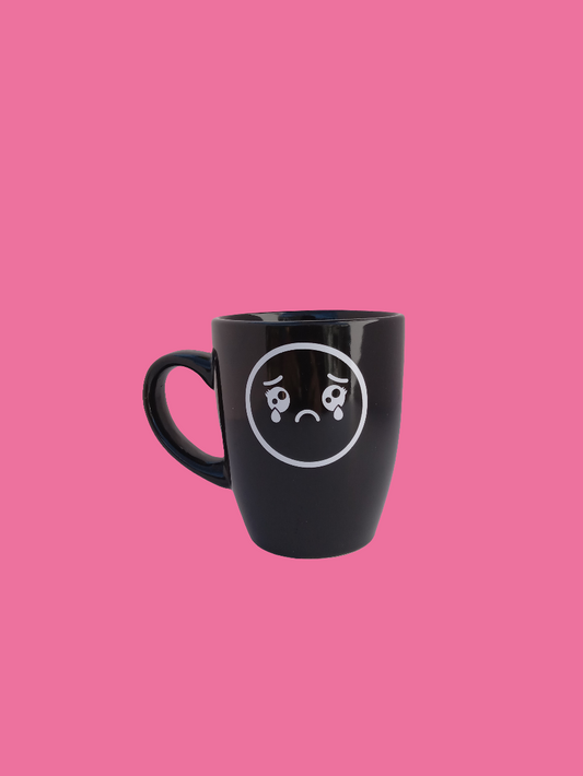 12 oz black crying mood mug